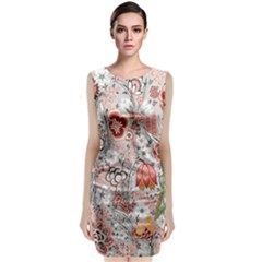 Vintage Floral Flower Art Nature Blooming Blossom Botanical Botany Pattern Classic Sleeveless Midi Dress