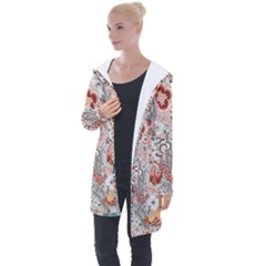 Vintage Floral Flower Art Nature Blooming Blossom Botanical Botany Pattern Longline Hooded Cardigan