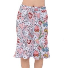 Vintage Floral Flower Art Nature Blooming Blossom Botanical Botany Pattern Short Mermaid Skirt