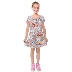 Vintage Floral Flower Art Nature Blooming Blossom Botanical Botany Pattern Kids  Short Sleeve Velvet Dress