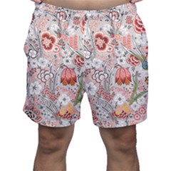 Vintage Floral Flower Art Nature Blooming Blossom Botanical Botany Pattern Men s Shorts