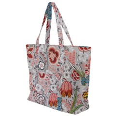 Vintage Floral Flower Art Nature Blooming Blossom Botanical Botany Pattern Zip Up Canvas Bag