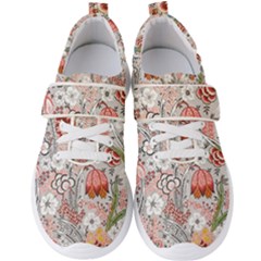 Vintage Floral Flower Art Nature Blooming Blossom Botanical Botany Pattern Men s Velcro Strap Shoes