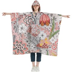 Vintage Floral Flower Art Nature Blooming Blossom Botanical Botany Pattern Women s Hooded Rain Ponchos