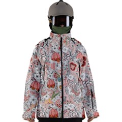 Vintage Floral Flower Art Nature Blooming Blossom Botanical Botany Pattern Men s Zip Ski And Snowboard Waterproof Breathable Jacket by Maspions