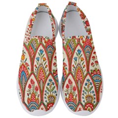 Vintage Pattern Fabric Floral Flowers European Nature Men s Slip On Sneakers