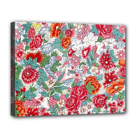 Flower Bloom Blossom Botanical Color Colorful Colour Element Digital Floral Floral Pattern Canvas 14  X 11  (stretched)