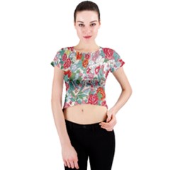 Flower Bloom Blossom Botanical Color Colorful Colour Element Digital Floral Floral Pattern Crew Neck Crop Top