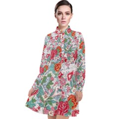 Flower Bloom Blossom Botanical Color Colorful Colour Element Digital Floral Floral Pattern Long Sleeve Chiffon Shirt Dress