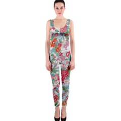 Flower Bloom Blossom Botanical Color Colorful Colour Element Digital Floral Floral Pattern One Piece Catsuit by Maspions