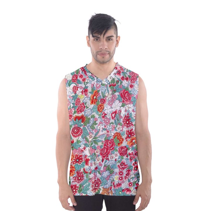 Flower Bloom Blossom Botanical Color Colorful Colour Element Digital Floral Floral Pattern Men s Basketball Tank Top