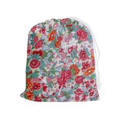 Flower Bloom Blossom Botanical Color Colorful Colour Element Digital Floral Floral Pattern Drawstring Pouch (xl) by Maspions