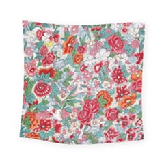 Flower Bloom Blossom Botanical Color Colorful Colour Element Digital Floral Floral Pattern Square Tapestry (small) by Maspions