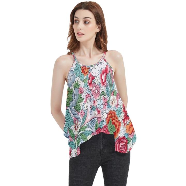 Flower Bloom Blossom Botanical Color Colorful Colour Element Digital Floral Floral Pattern Flowy Camisole Tank Top