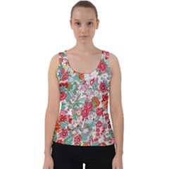 Flower Bloom Blossom Botanical Color Colorful Colour Element Digital Floral Floral Pattern Velvet Tank Top by Maspions