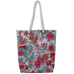 Flower Bloom Blossom Botanical Color Colorful Colour Element Digital Floral Floral Pattern Full Print Rope Handle Tote (small) by Maspions