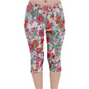 Flower Bloom Blossom Botanical Color Colorful Colour Element Digital Floral Floral Pattern Velvet Capri Leggings  View1