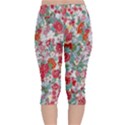 Flower Bloom Blossom Botanical Color Colorful Colour Element Digital Floral Floral Pattern Velvet Capri Leggings  View2