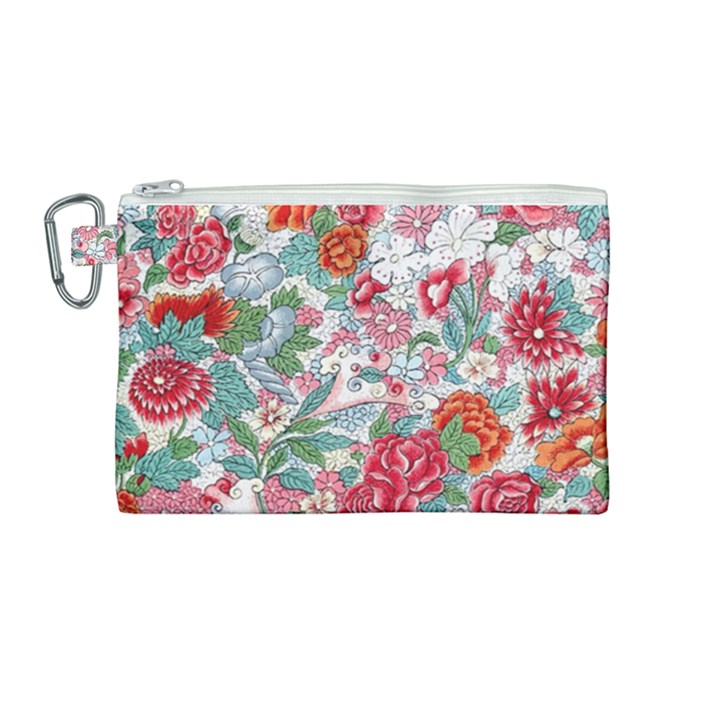 Flower Bloom Blossom Botanical Color Colorful Colour Element Digital Floral Floral Pattern Canvas Cosmetic Bag (Medium)