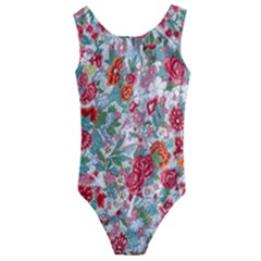 Flower Bloom Blossom Botanical Color Colorful Colour Element Digital Floral Floral Pattern Kids  Cut-out Back One Piece Swimsuit