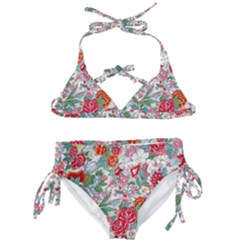 Flower Bloom Blossom Botanical Color Colorful Colour Element Digital Floral Floral Pattern Kids  Classic Bikini Set by Maspions