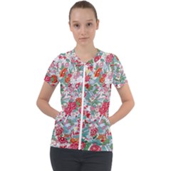 Flower Bloom Blossom Botanical Color Colorful Colour Element Digital Floral Floral Pattern Short Sleeve Zip Up Jacket