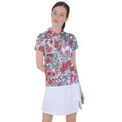 Flower Bloom Blossom Botanical Color Colorful Colour Element Digital Floral Floral Pattern Women s Polo T-shirt