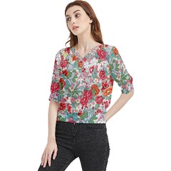 Flower Bloom Blossom Botanical Color Colorful Colour Element Digital Floral Floral Pattern Quarter Sleeve Blouse