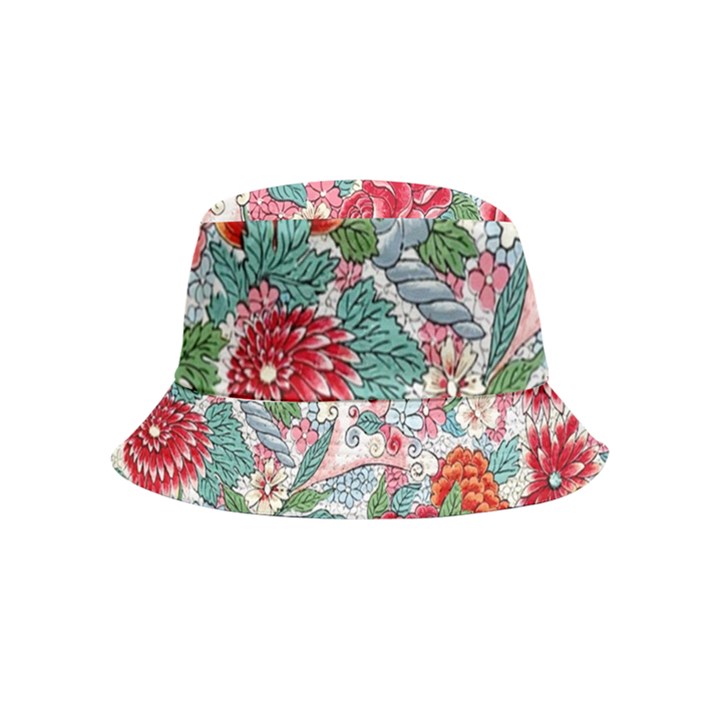 Flower Bloom Blossom Botanical Color Colorful Colour Element Digital Floral Floral Pattern Inside Out Bucket Hat (Kids)