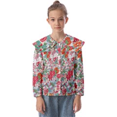 Flower Bloom Blossom Botanical Color Colorful Colour Element Digital Floral Floral Pattern Kids  Peter Pan Collar Blouse