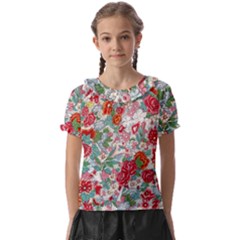 Flower Bloom Blossom Botanical Color Colorful Colour Element Digital Floral Floral Pattern Kids  Frill Chiffon Blouse by Maspions