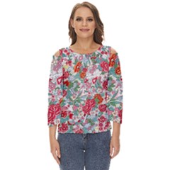 Flower Bloom Blossom Botanical Color Colorful Colour Element Digital Floral Floral Pattern Cut Out Wide Sleeve Top