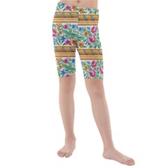 Flower Pattern Art Vintage Blooming Blossom Botanical Nature Famous Kids  Mid Length Swim Shorts