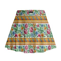 Flower Pattern Art Vintage Blooming Blossom Botanical Nature Famous Mini Flare Skirt