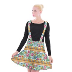 Flower Pattern Art Vintage Blooming Blossom Botanical Nature Famous Suspender Skater Skirt