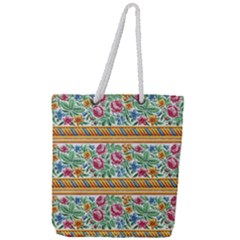 Flower Pattern Art Vintage Blooming Blossom Botanical Nature Famous Full Print Rope Handle Tote (large)