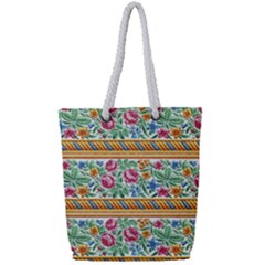 Flower Pattern Art Vintage Blooming Blossom Botanical Nature Famous Full Print Rope Handle Tote (small)