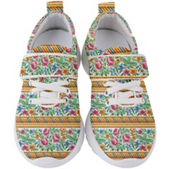 Flower Pattern Art Vintage Blooming Blossom Botanical Nature Famous Kids  Velcro Strap Shoes