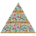 Flower Pattern Art Vintage Blooming Blossom Botanical Nature Famous Wooden Puzzle Triangle View1