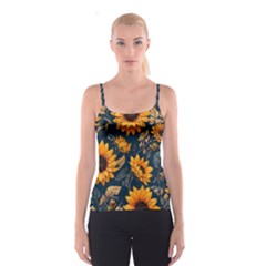 Flowers Pattern Spring Bloom Blossom Rose Nature Flora Floral Plant Spaghetti Strap Top