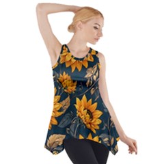 Flowers Pattern Spring Bloom Blossom Rose Nature Flora Floral Plant Side Drop Tank Tunic