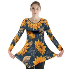 Flowers Pattern Spring Bloom Blossom Rose Nature Flora Floral Plant Long Sleeve Tunic 