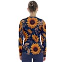 Flowers Pattern Spring Bloom Blossom Rose Nature Flora Floral Plant V-Neck Long Sleeve Top View2