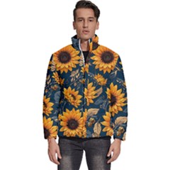 Flowers Pattern Spring Bloom Blossom Rose Nature Flora Floral Plant Men s Puffer Bubble Jacket Coat by Maspions