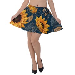 Flowers Pattern Spring Bloom Blossom Rose Nature Flora Floral Plant Velvet Skater Skirt