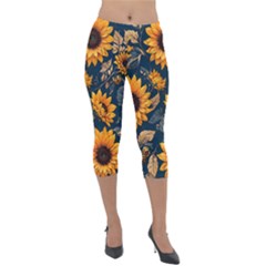 Flowers Pattern Spring Bloom Blossom Rose Nature Flora Floral Plant Lightweight Velour Capri Leggings 