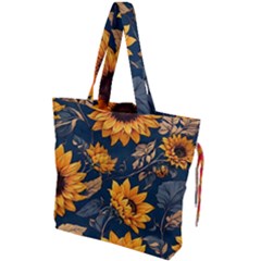 Flowers Pattern Spring Bloom Blossom Rose Nature Flora Floral Plant Drawstring Tote Bag by Maspions