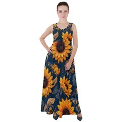 Flowers Pattern Spring Bloom Blossom Rose Nature Flora Floral Plant Empire Waist Velour Maxi Dress