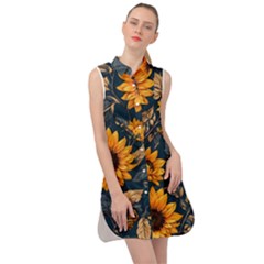 Flowers Pattern Spring Bloom Blossom Rose Nature Flora Floral Plant Sleeveless Shirt Dress