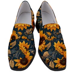 Flowers Pattern Spring Bloom Blossom Rose Nature Flora Floral Plant Women s Chunky Heel Loafers